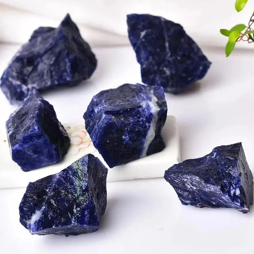 Natural Raw Blue Sodalite Rough Stones Crystal Rocks Energy Mineral Home Decoration