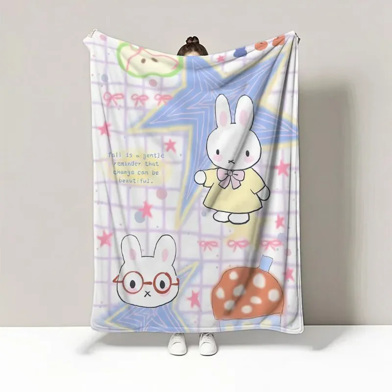 Cartoon Kawaii Miffy Summer Ultra Thin Flannel Blanket New Style Fashion GoodLooks Practical Couple Soft Breathable Bedroom Gift