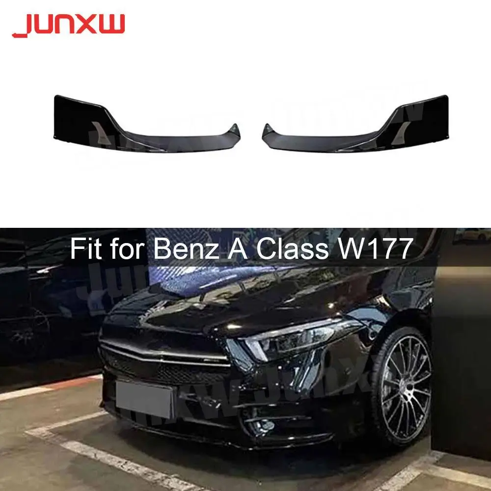 

for Mercedes Benz A Class W177 A35 AMG Sedan 2019-2022 ABS Gloss Black Front Bumper Splitters Flaps Carbon Look Matte Black