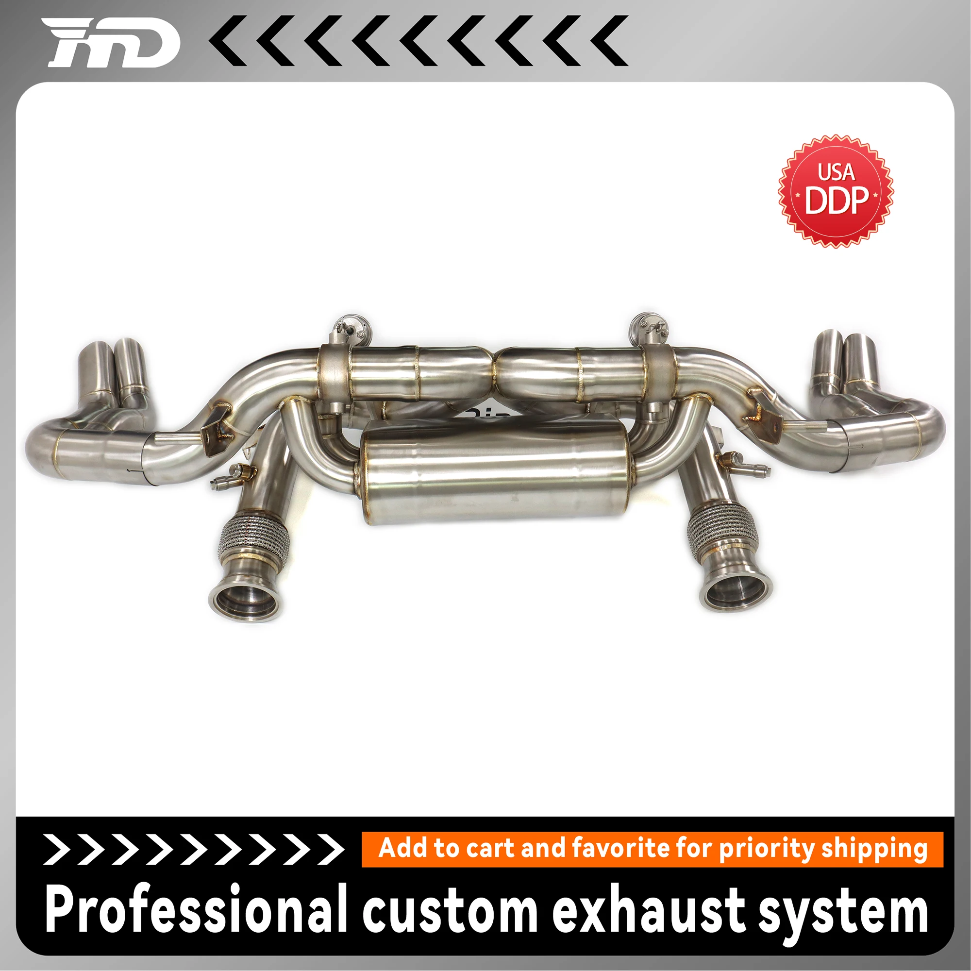 

HMD stainless steel catback exhaust system for Audi R8 V10 5.2L with OPF vacuum valve