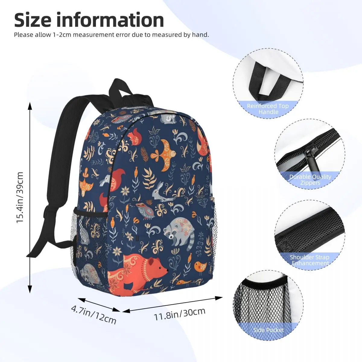 Fairy-tale Forest Fox,bear,owls,rabbits Backpacks Boys Girls Bookbag Casual Children School Bags Travel Rucksack Shoulder Bag