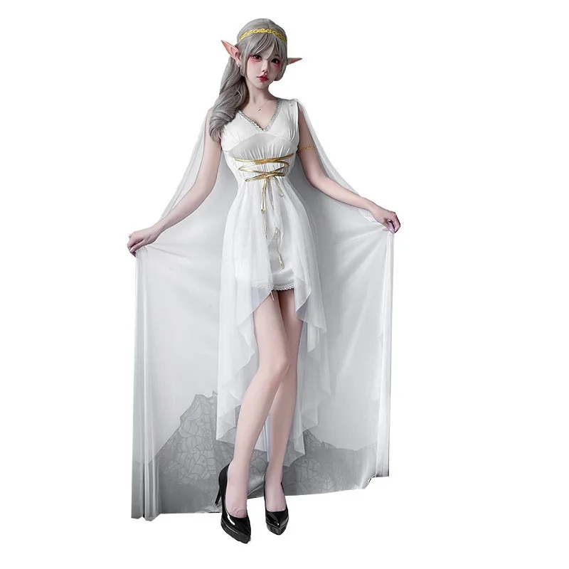 زي الهالوين الآلهة في العصور الوسطى قزم دكتور كوين أثينا ملابس الأداء النسائية ملابس المسرح العرقي التقليدية هانفو