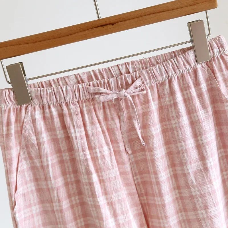 Pantaloni da pigiama dal design scozzese per costumi da bagno da donna Pantaloni lunghi in cotone Pantaloni da pigiama larghi stile sottile primaverile e autunnale