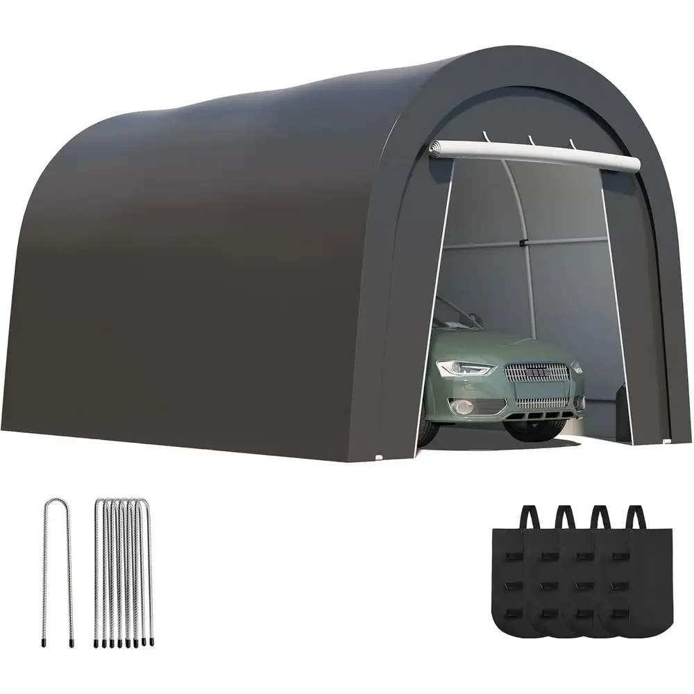 10' x 15' Durable Carport with 4 Cloth Bags, Weather-Resistant Portable Garage for Vehicle and Garden Tool Storage