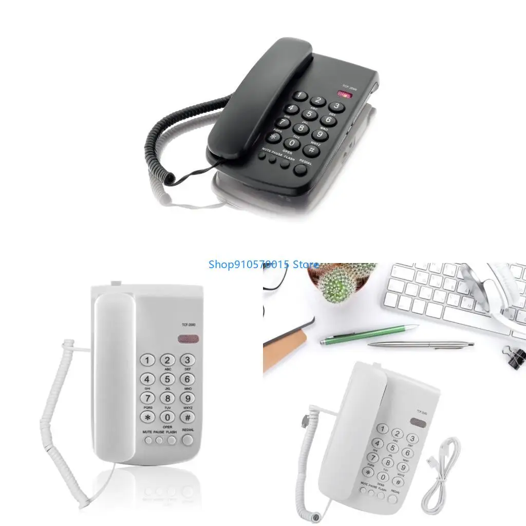 B95C Desktop Telephone with Redial Flash Fixed Landline Home Offices Hotel Wall Phone