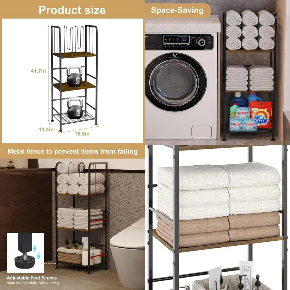 Toallero de metal independiente de 3 niveles con divisores desmontables para almacenamiento moderno de baño y piscina