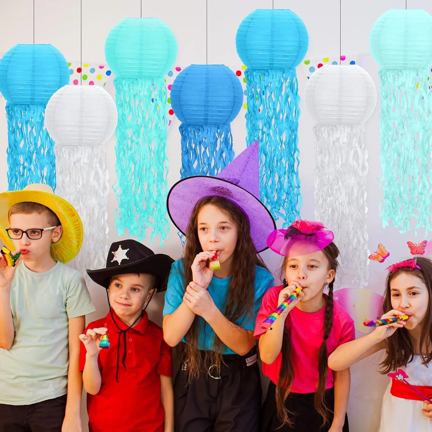 Hanging Jellyfish Paper Lanterns Under The Sea Ocean Party Decorations Jelly Fish Decor for Mermaid Beach Theme Birthday Party view 4