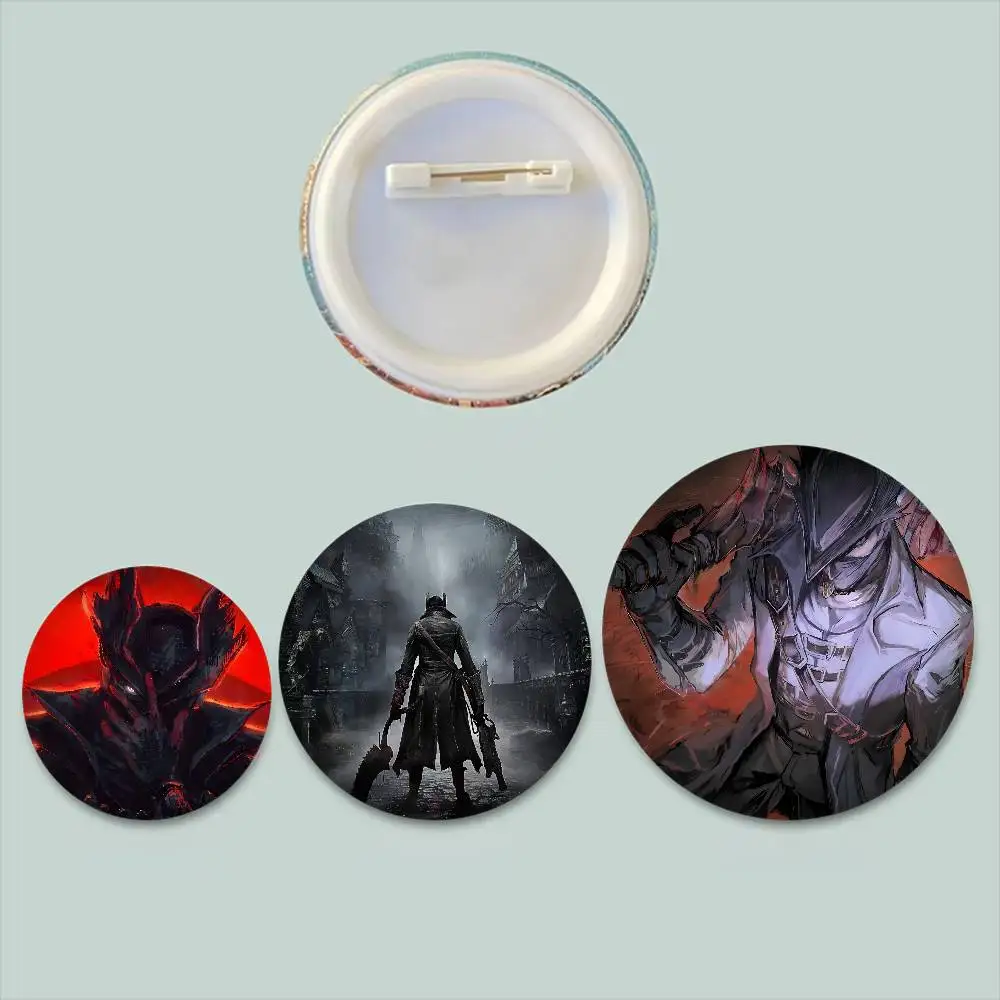 Action Games B-Bloodborne Badges 25 32 44 58 75 Mm Round Cosplay Pin Decor Fans Collect Friends Gifts Brooch Souvenir