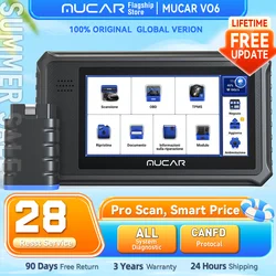 MUCAR VO6 Professional Car Diagnostic Tools Full System 28 Resets Oil DPF BRAKE ETS Lifetime Free Update Auto VIN Obd2 Scanner
