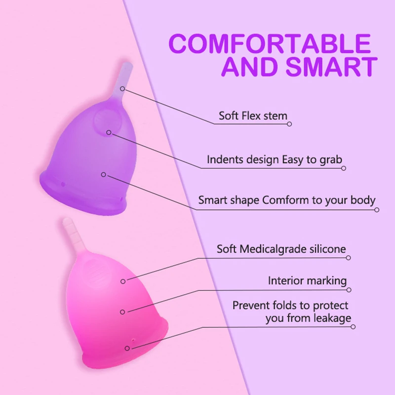 Soft Medical Silicone Menstrual Cup Kit With Storage Case For Women Menstruation Period Use Sterilizer Cup Personal Care Product