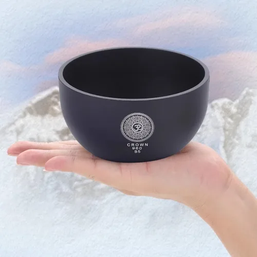 Imagen 2 del producto Cuenco tibetano de nueve aleaciones para meditación, cuencos para terapia de sonido para aliviar el estrés, cuencos portátiles pequeños, cuenco de percusión de resonancia Schumann