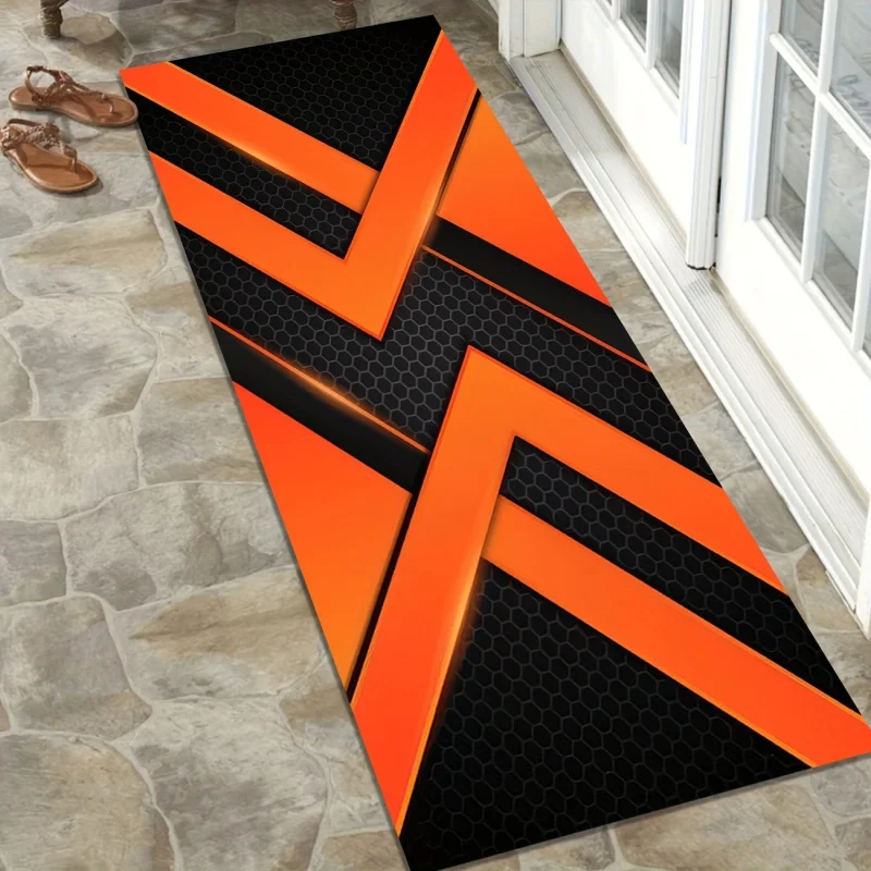 VIKAMA Sport Motorcycle Pad, Black Orange Anti-Slip Parking Mat for Bike Decoration & Floor Protection