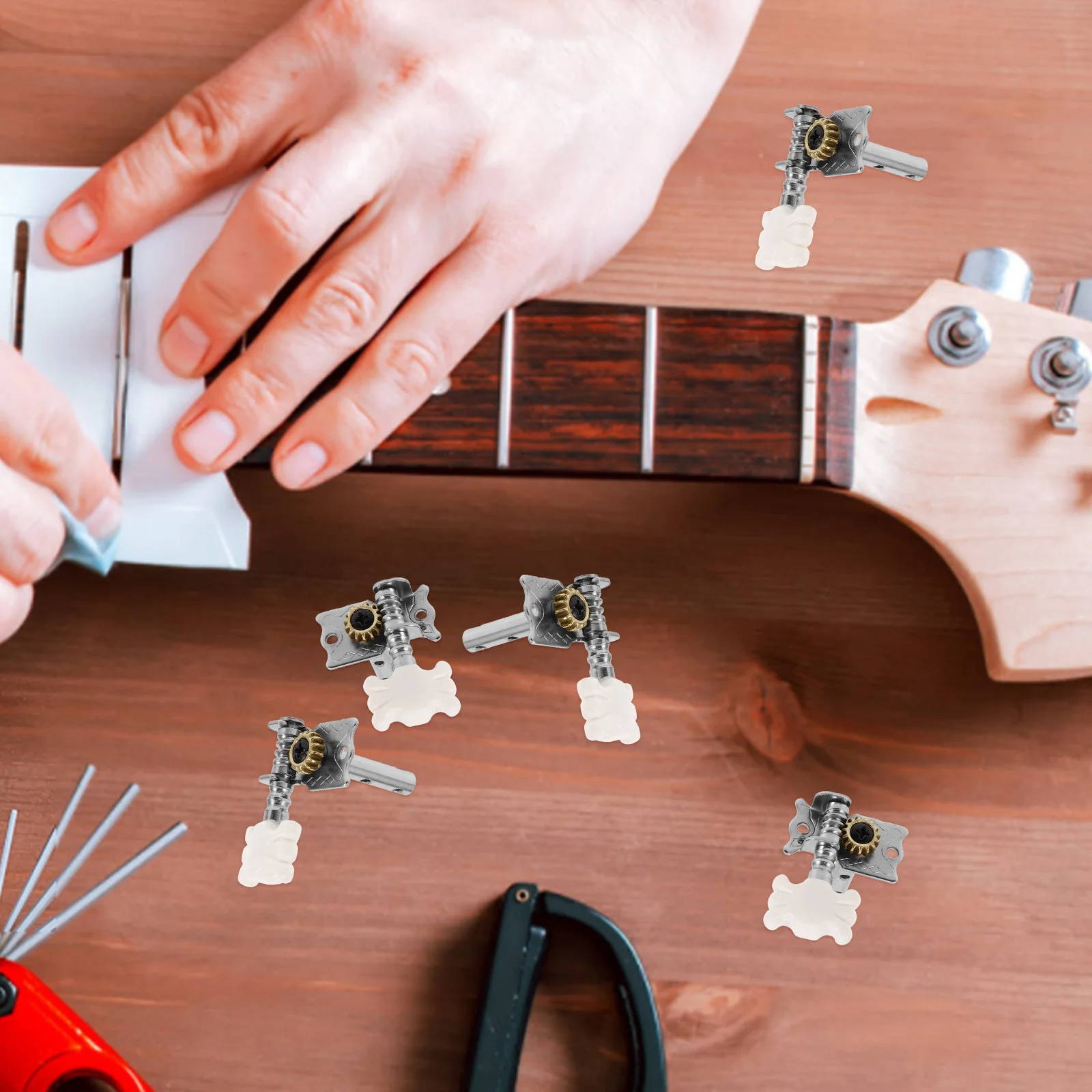 6 قطعة ضبط الغيتار الصوتية أوتاد الفضة ثقب مزدوج الصلب آخر زهرة بيضاء رئيس الاستقرار للقيثارة الكلاسيكية الشعبية