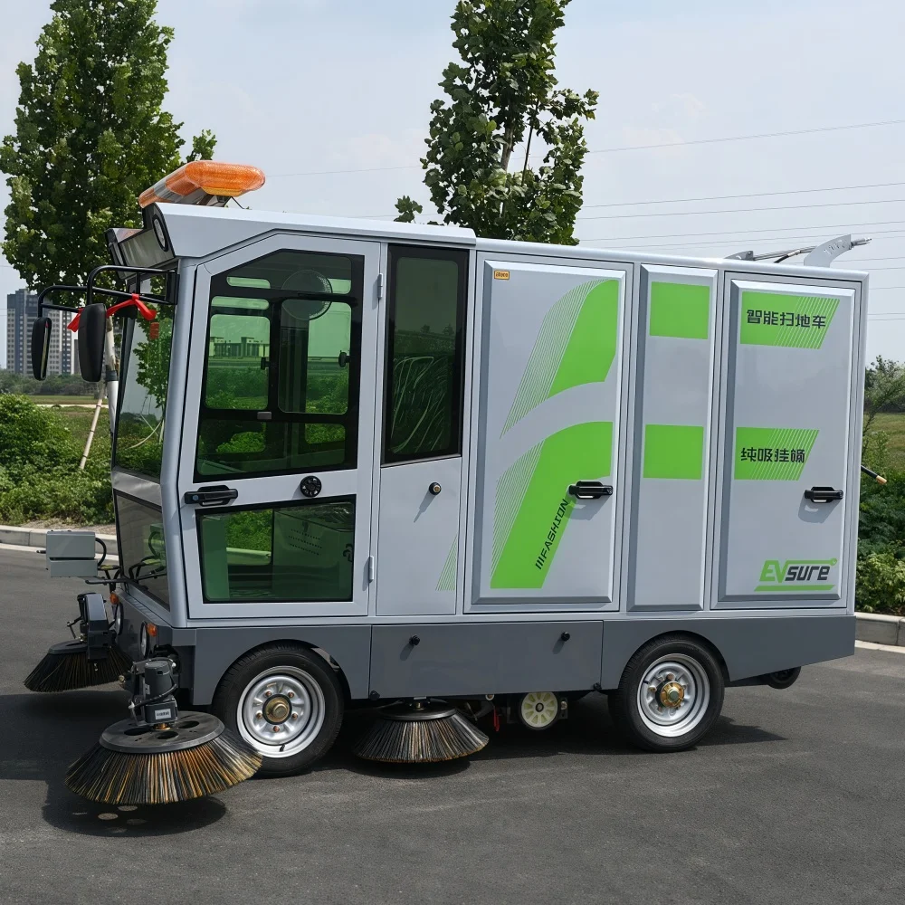 

480L Electric All-Enclosed Four-Wheel Street Sweeper Used For Construction Farm Motor Pump Gear Engine-for Street Cleaning