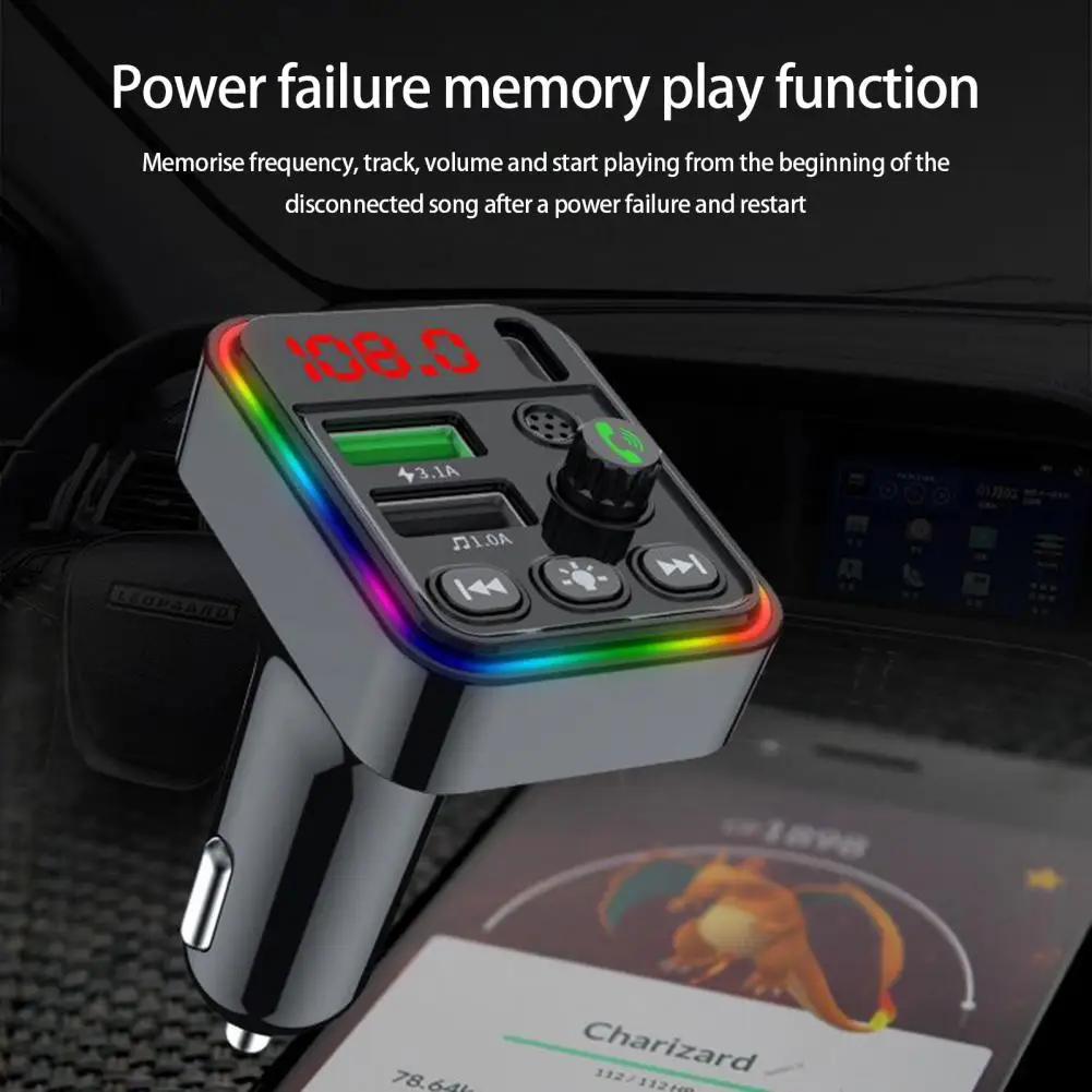 

Bluetooth compatible Durable with Colourful Ambient Light 5V/1A Hands free Calling Car Stereo Car Accessories