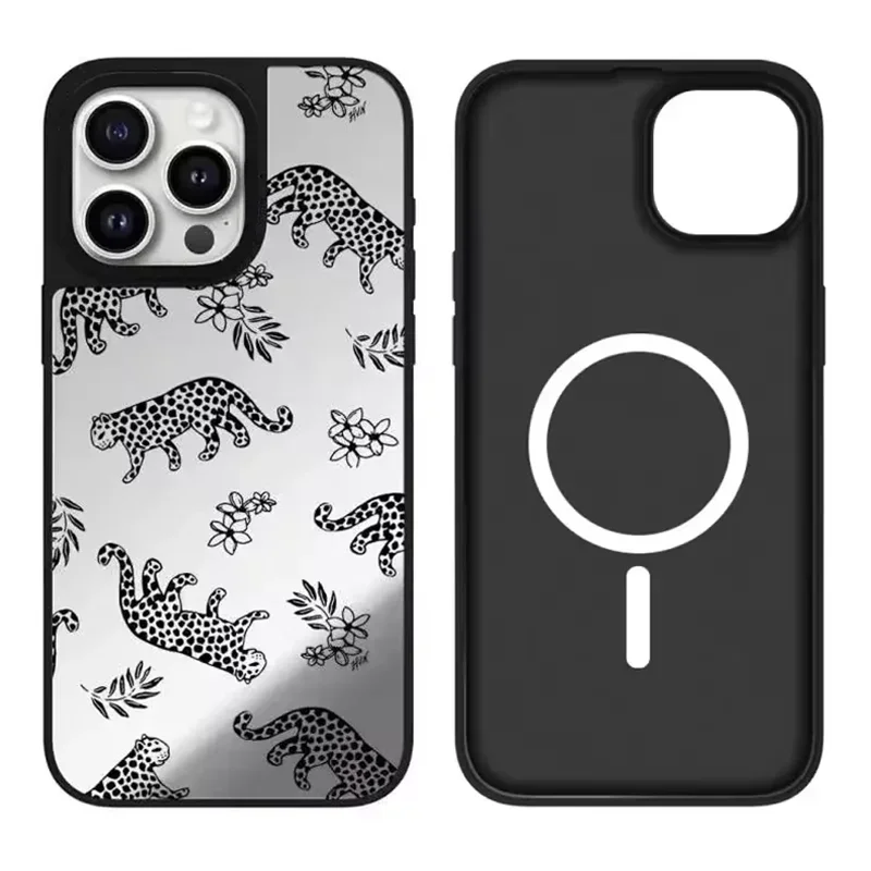 

Flower Bowknot Mirror Magnetic iPhone 11 12 13 14 15 Pro Max Mirror Surface MagSafe Case Cover Shell