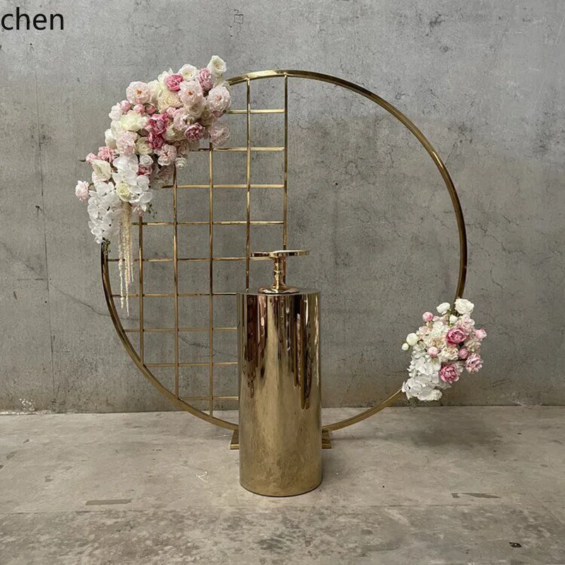 YFY Stainless Steel Background Stand Electroplated Titanium gold Screen Wedding Decoration Background Metal Frame