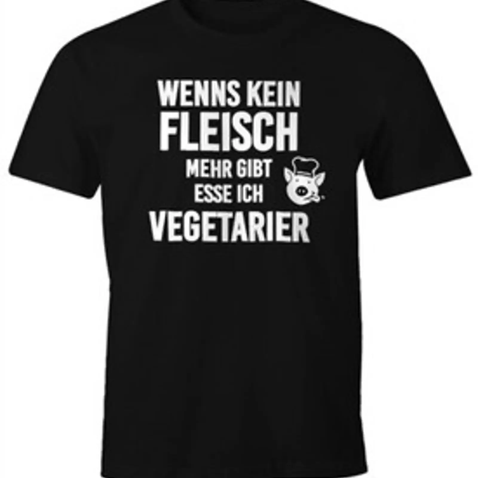 Herren T Shirt Wenn es kein Fleisch mehr gibt esse ich Vegetarier Fun vintage Washed Versatile graphic Soft Casual streetwear
