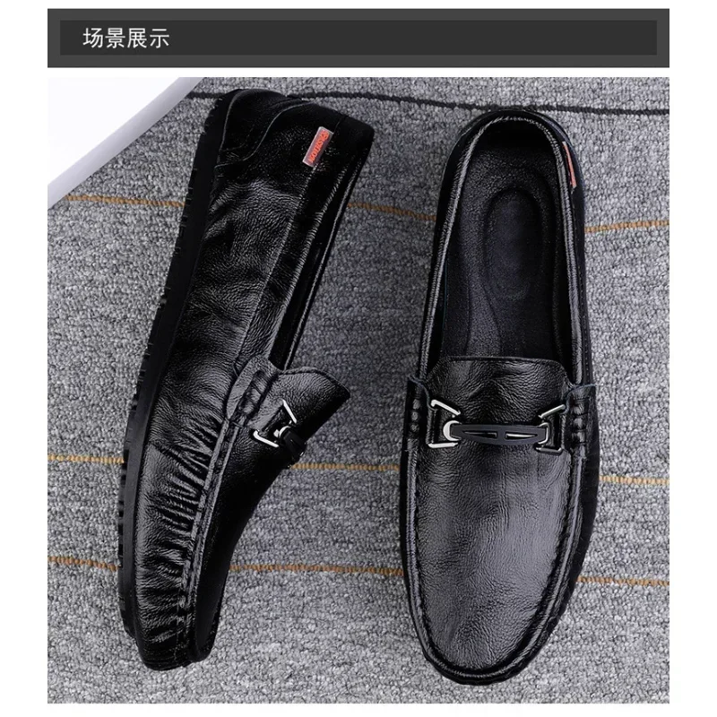 Loafers Men's Shoes Famous Brand Business Four Seasons Fleece-lined Leather Casual Shoes Men's Moccasins