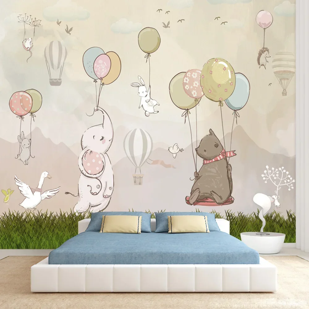 

Custom Peel and Stick Optional Wallpapers for Living Room Nursery Kids Baby Nordic Safari Animal Cartoon Wall Papers Home Decor