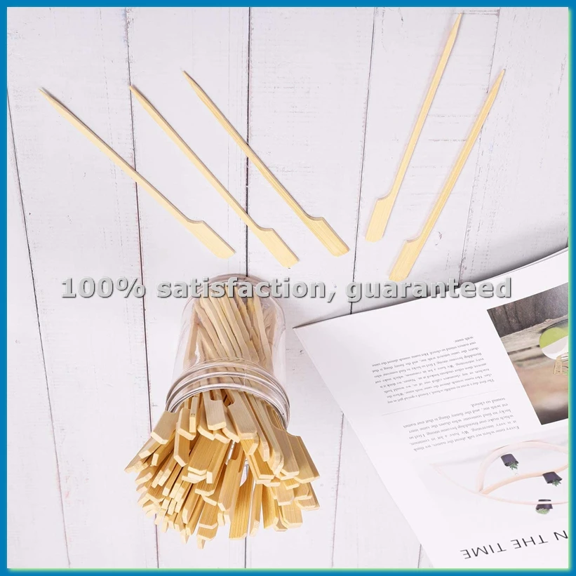 

500Pcs Bamboo Paddle Skewers Barbecue Bamboo Skewers Cocktail Sticks for Barbeque Kebabs Cocktails Buffets 12cm-ABRM