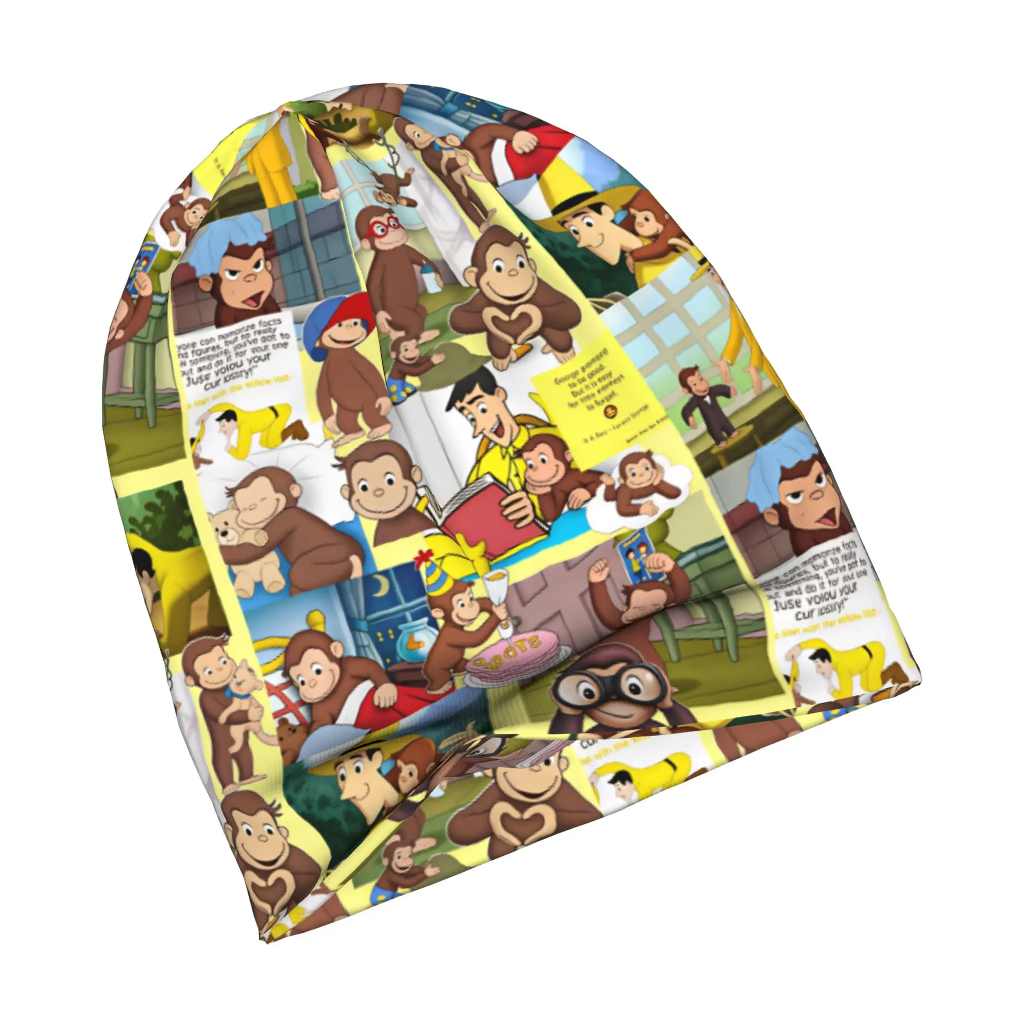 Cartoon C-Curious G-George Funny Monkey Bonnet Hats  Hip Hop Knit Hat For Women Men Winter Warm Anime Skullies Beanies Caps