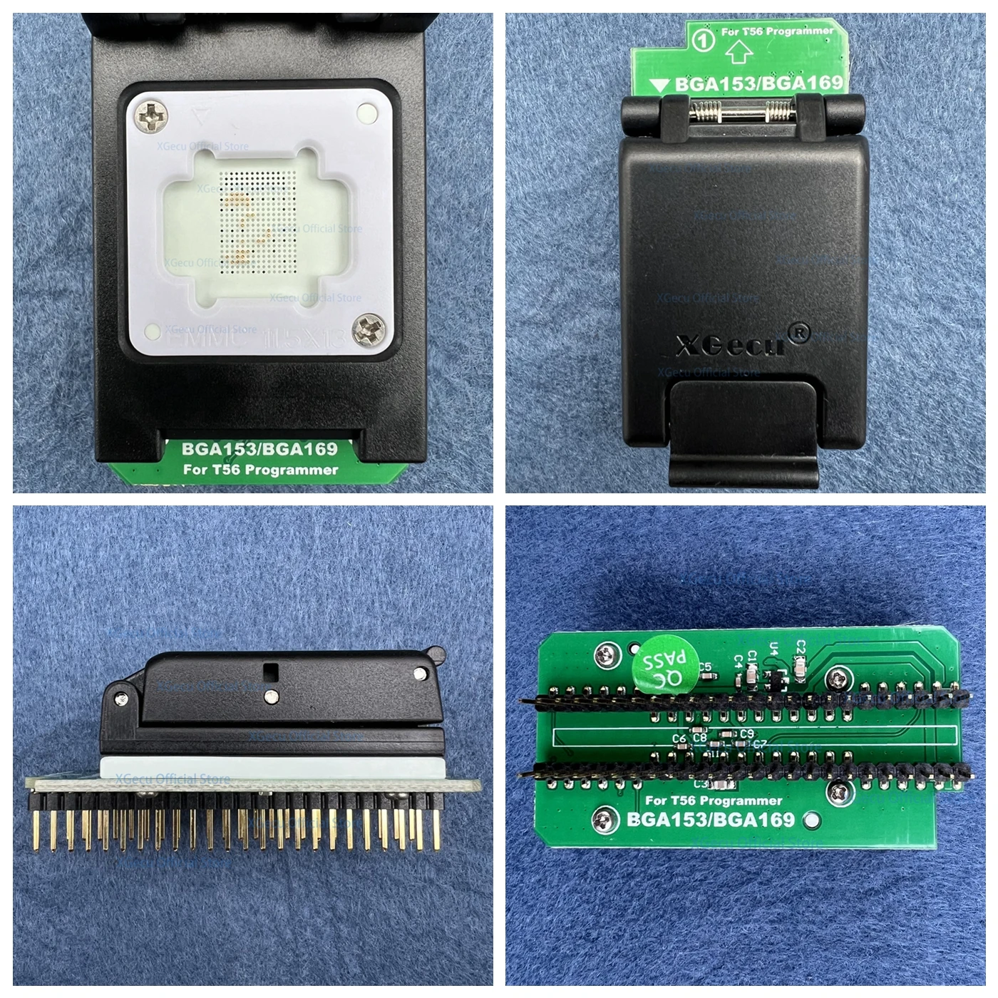 EMMC BGA153 BGA169 Adapter Socket for XGecu T56 Programmer with Dual Head Spring-loaded test Probe Holder, long service life