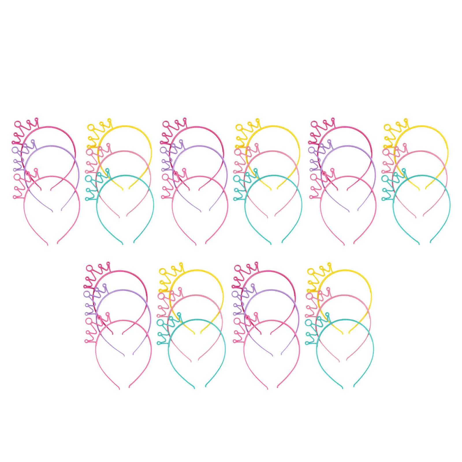 30Pcs Princess Crown Headbands Candy Color Lightweight Plastic Tiara Hair Bands for Girls Birthday Party Stage Performance Kids view 3