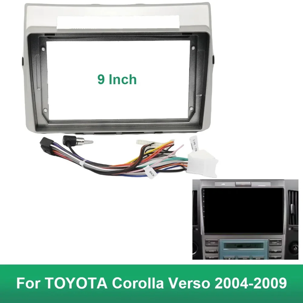 For TOYOTA Corolla Verso 2004-2009(9Inch) Car Radio Fascias Android GPS MP5 Stereo Player 2 Din Head Unit Panel Dash Frame Insta