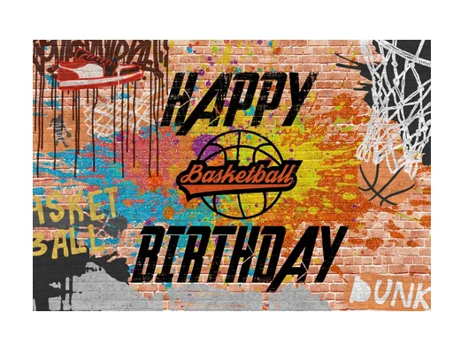 

7x5ft Slam Dunk Happy Birthday Party Basketball Field Game Sports Custom Photo Studio Background Backdrop Vinyl 220cm x 150cm