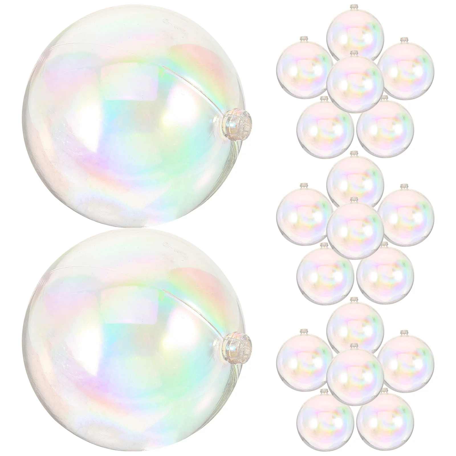 25 Pcs Mold Christmas Decoration Ball Clear Balls Fillable Round Plastic Iridescent Ornaments Xmas Party