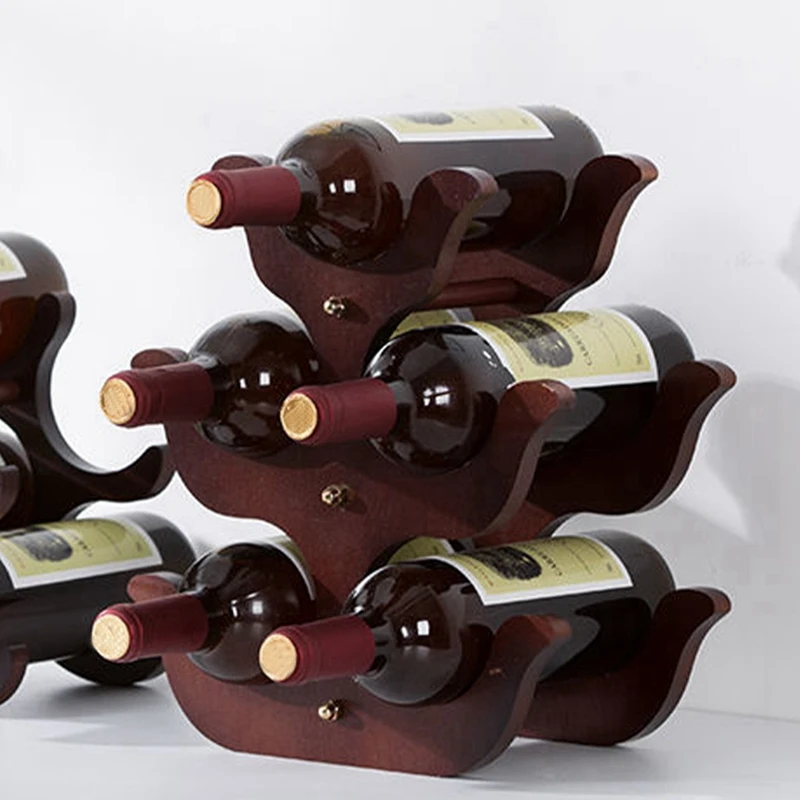 Soporte de madera para vino, estante de almacenamiento de champán y cerveza, estante de exhibición para Bar doméstico para whisky, decoración europea para el hogar Retro