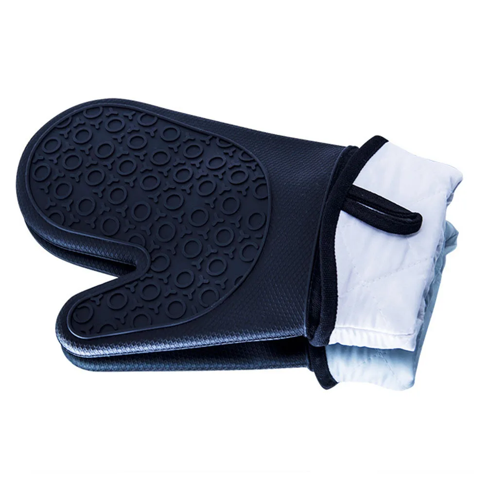 

2Pcs Silicone Oven Mitts Heat Resistant Non-Slip Gloves Cotton Lined Kitchen Cooking Bbq Oven Mitts Pot Holder