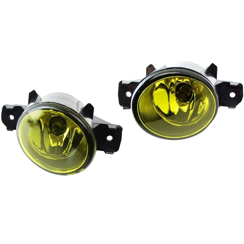 Pair Yellow Lens Halogen Fog Lamps Driver Passenger Side Assembly 55W H11 Halogen Bulbs For Nissan VERSA & Infiniti