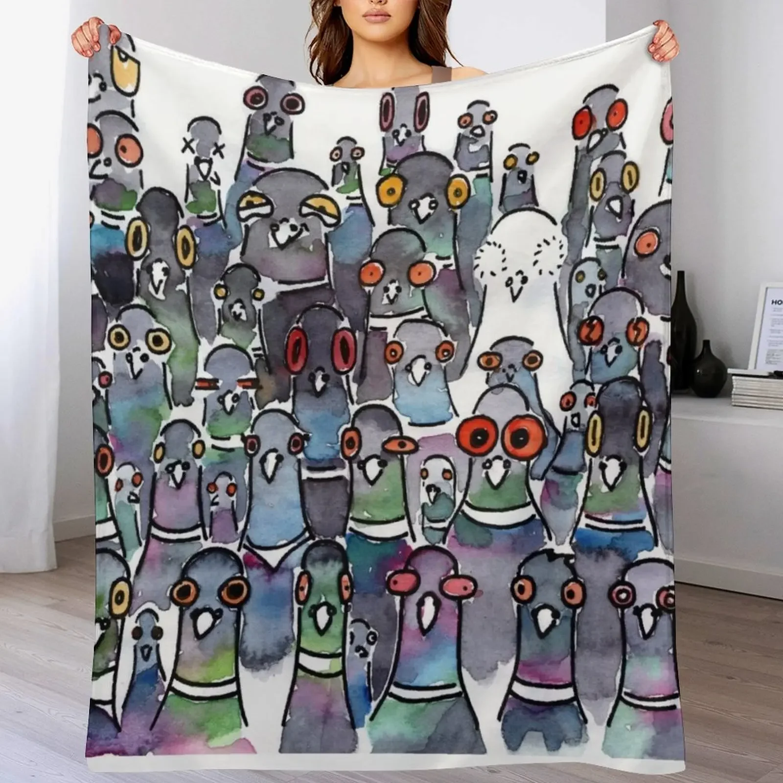 

Pigeons Throw Blanket Multi Purpose Soft Warm Blanket for Home Travel