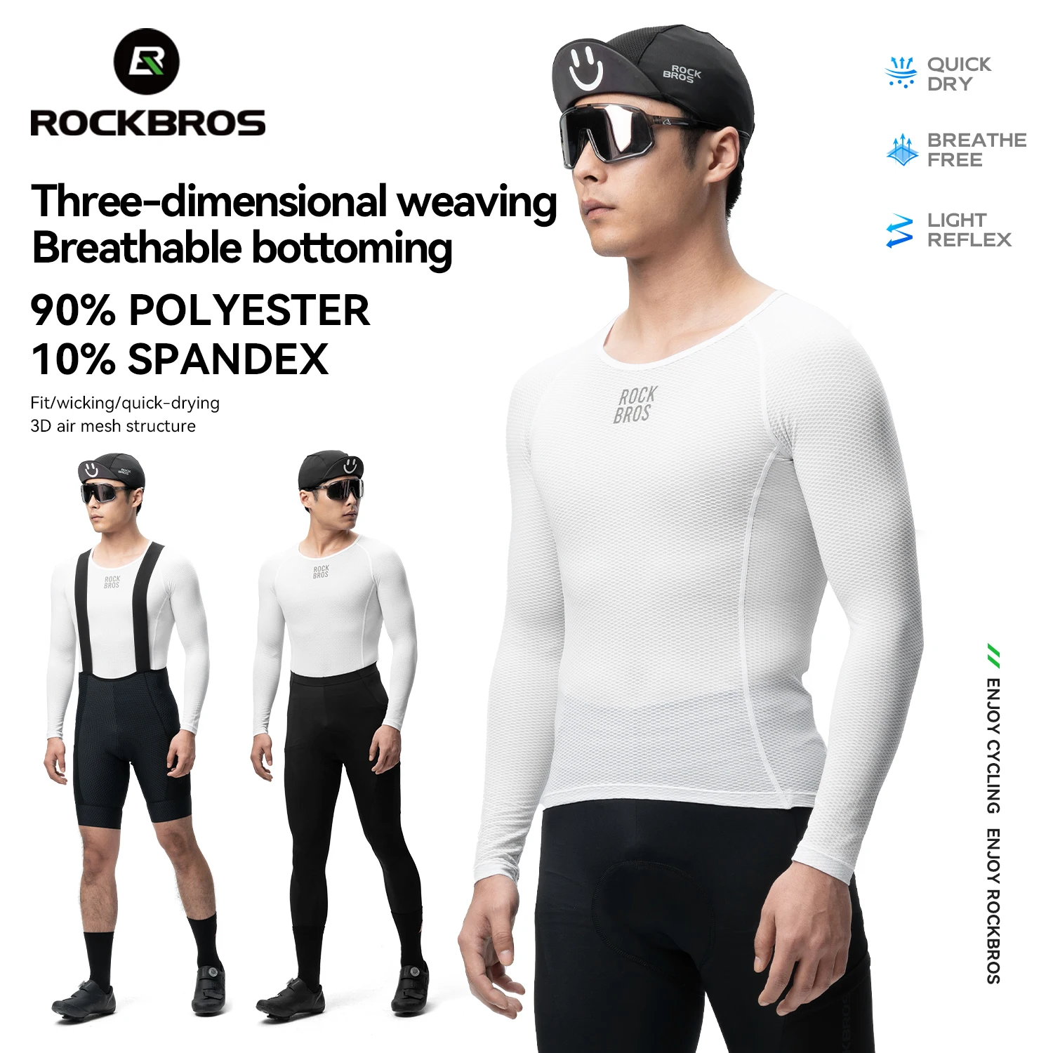 ROCKBROS Herren Fahrrad-Langarmshirts Sommer Frühling Atmungsaktiv Schnelltrocknend Anti-Schweiß Fahrrad-Unterwäsche Basis-Shirt