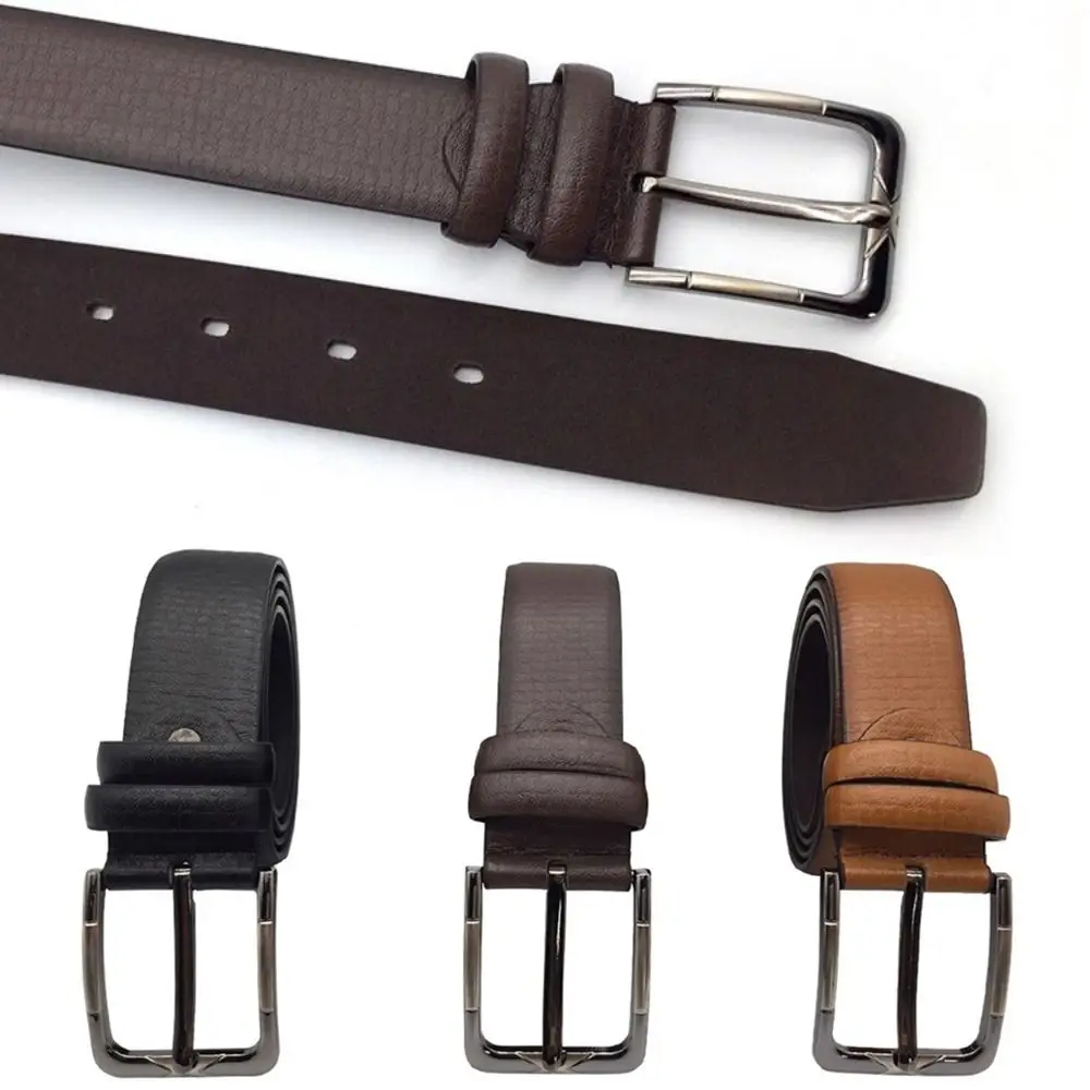 

High Quality Square Buckle Men Belt Alloy Pin PU Leather Business Belt Retro Leisure Waist Band