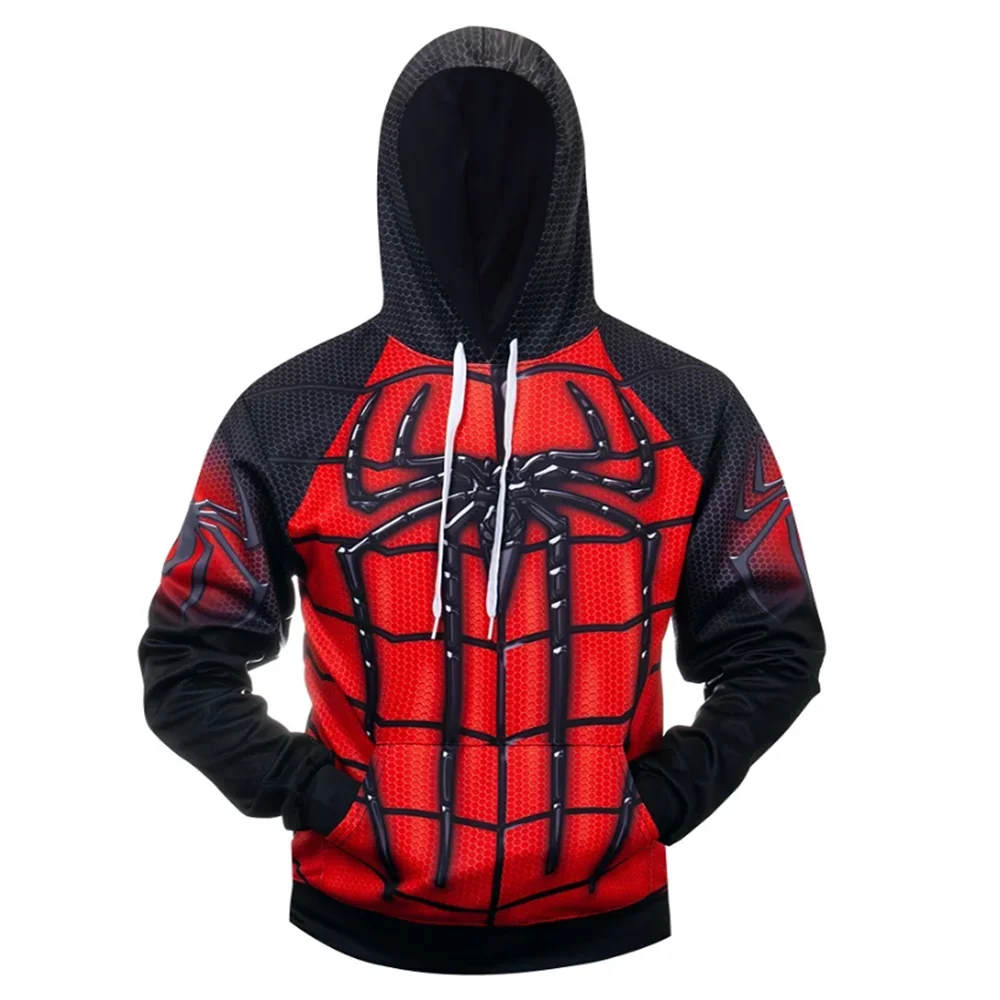 

Miniso Мужская супер большая толстовка с 3D принтом Marvel Spider Man Pattern Спортивное велосипедное пальто Уличная мода Повседневная мужская толстовка