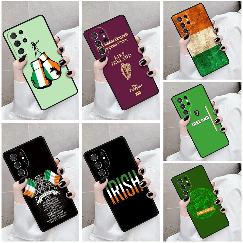 Phone Case For Samsung Galaxy S24 S23 S21fe S22 Ultra Plus Note 10 20 S8 S9 S10 Cover Irish Green Passport