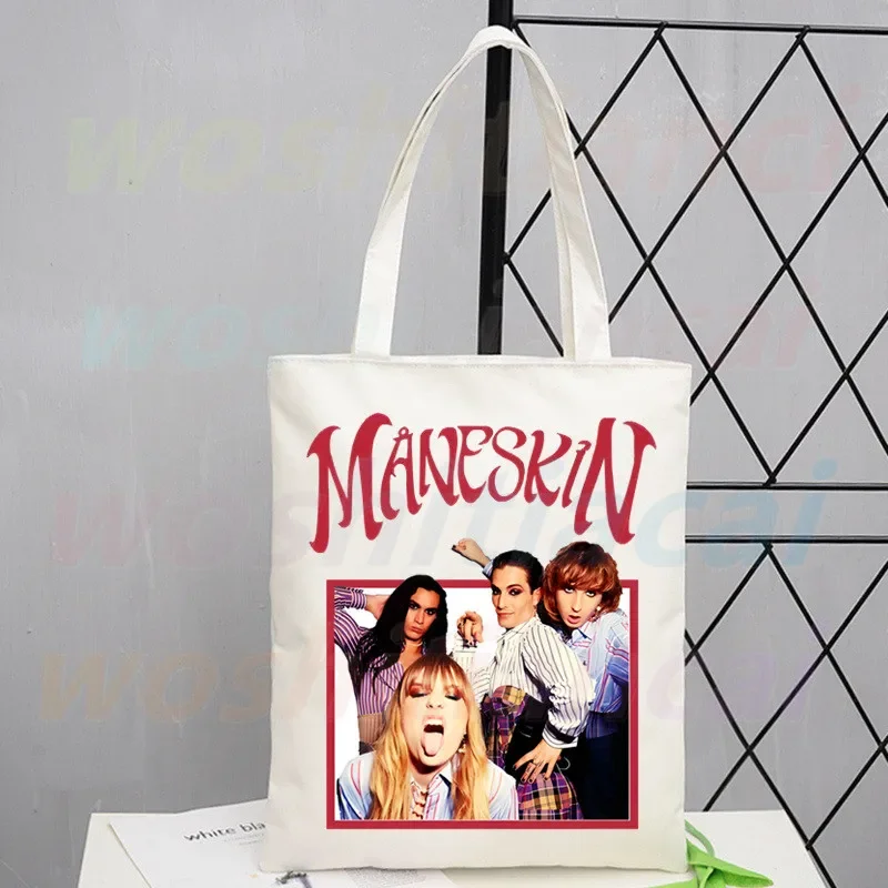 Maneskin Hip Hop Female Handbags Hot Selling Fashion Handbag Canvas Bag Tote Ladies Casual Shoulder Bag Reusable Shopping Bags