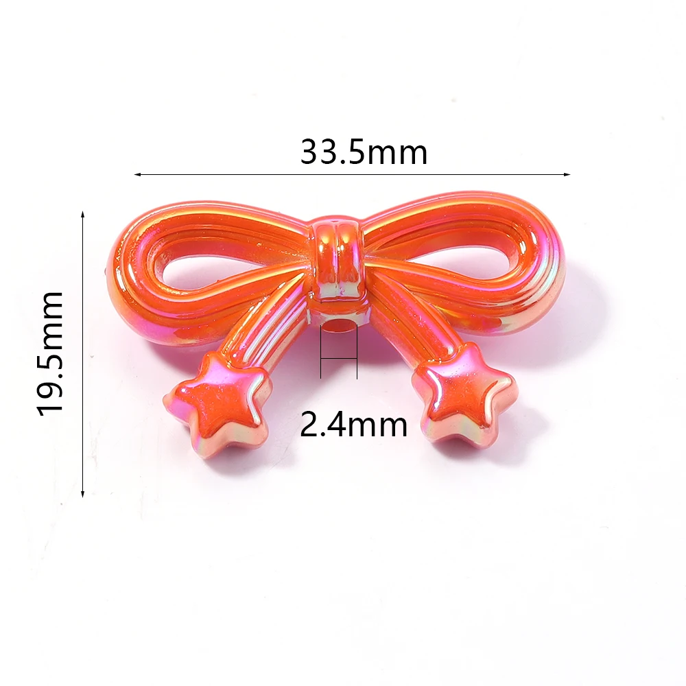 10pcs 19.5x33.5mm Bow Acrylic Beads Multicolor Sweet Star Bowknot Loose Beads For Jewelry Making DIY Necklace Earrings Keychain