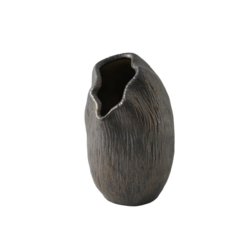 

Chinese retro bronze ceramic vase, living room floor-to-ceiling pottery pot ornament