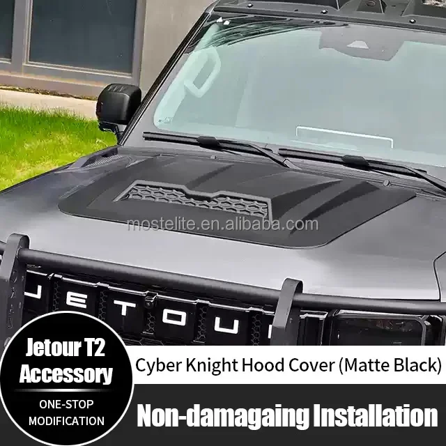 High Quality ABS Matte Black Cyber Knight Engine Hood Cover Bonnet Scoop for Jetour T2 Traveler