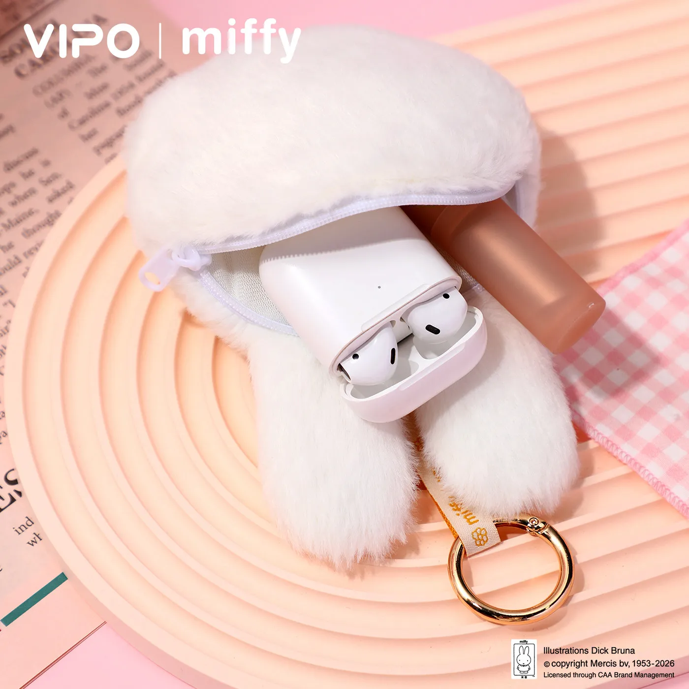 Vipo Miffy Cute Rabbit Coin Purse Keychain Card Bag Earphone Storage Bag Portable Mini Pouch For Women Daily Use