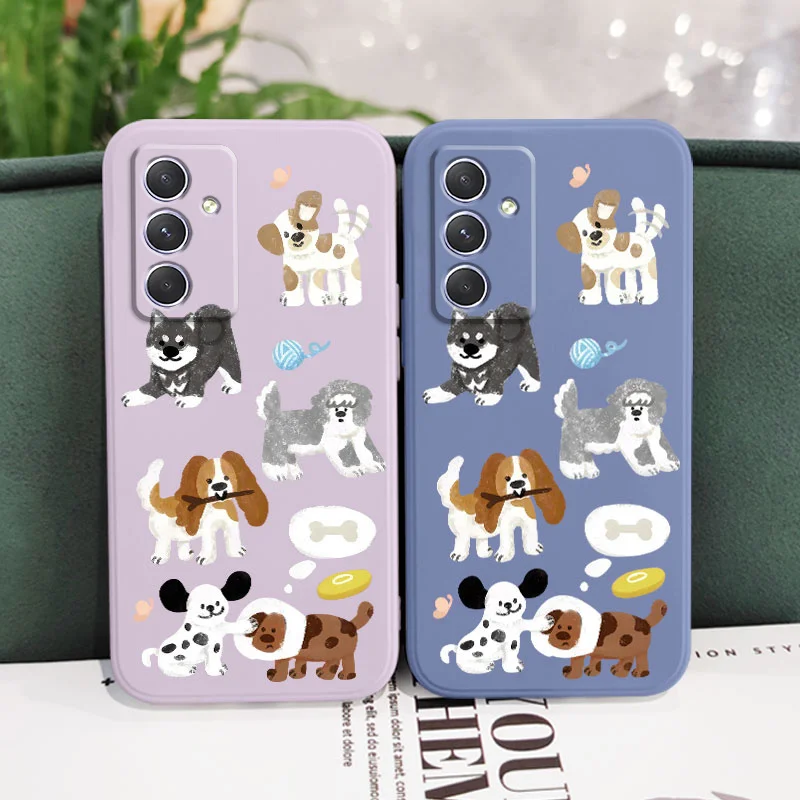 Chalk Drawing Dog Phone Case For Samsung Galaxy A55 A35 A25 A15 A05 A05S A54 A34 A24 A14 A04 A04S A04E 4G 5G Cover