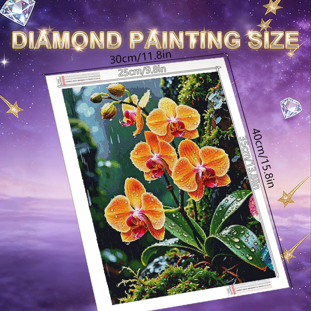 HUACAN Diamond Mosaic New Collection Orchid Flower Full Kits Diamond Painting Floral Handmade Home Bedroom Wall Artwork