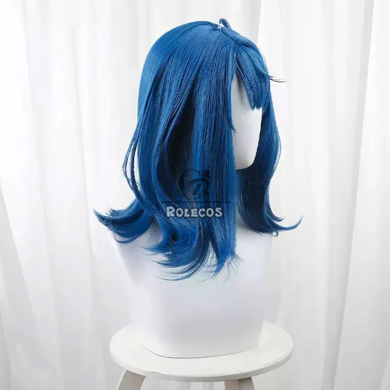 ROLECOS Muito Perder Heróis! Anna Yanami Cosplay Perucas Anna Yanami 40 cm Curto Azul Cos Peruca Resistente ao Calor Cabelo Sintético
