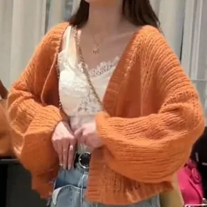 Hırka turuncu genç kadınlar için renk, öğrenciler örgü, bahar moda, açık tasarım, gevşek fener kollu yepyeni tüm maç İlk 10 satış-hırka-turuncu - №1