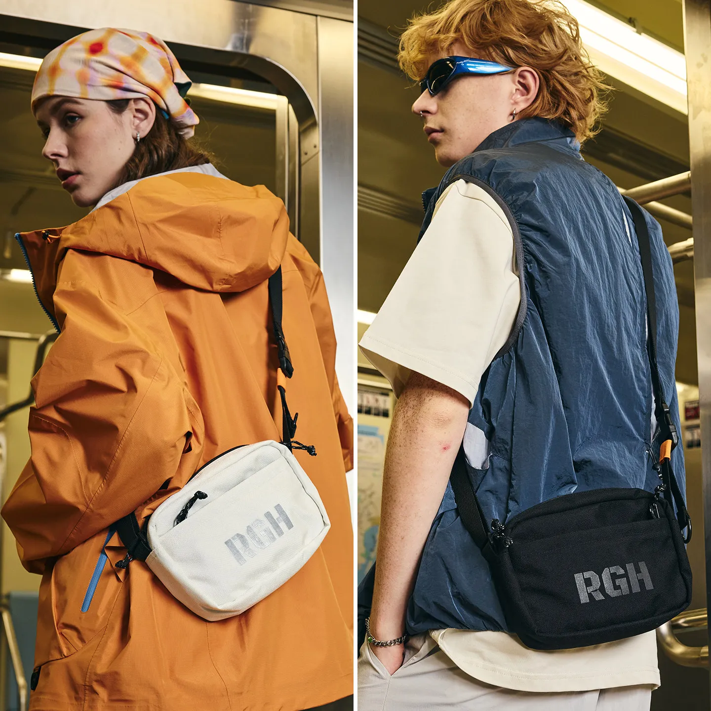 RGH Travel RFID Blocking Crossbody Bag, Lightweight Outdoor Phone Bag, Portable Single Shoulder Sling Bag for Men Women