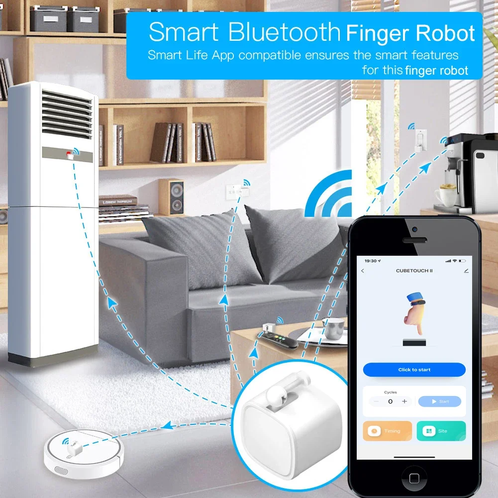 Tuya Bluetooth Smart Finger Robot Switch Button Pusher App Remote Control Google Home Alexa Voice Control Requires Bluetooth Hub